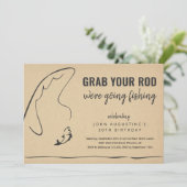 大人おもしろい魚釣り誕生日退職パーティー 招待状 (スタンド正面)