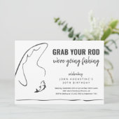 大人おもしろい魚釣り誕生日退職パーティー 招待状 (スタンド正面)