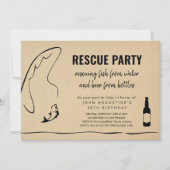 大人おもしろい魚釣り誕生日退職パーティー 招待状 (正面)