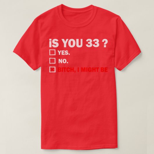 大人おもしろい33歳33歳誕生日ギフト Tシャツ (デザイン正面)