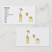 大人およびベビーのキリン。 漫画 名刺 (正面/裏面)