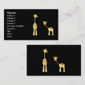 大人およびベビーのキリン。 漫画 名刺 (正面/裏面)