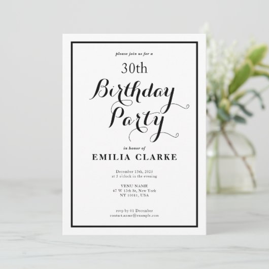 大人お洒落モダンバースデーパーティ招待状 招待状 (スタンド正面)