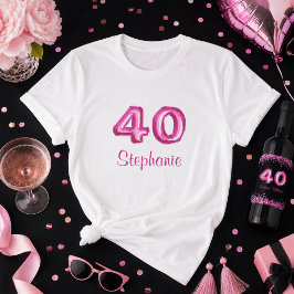 大人かっこいい黒とピンクのラメ40歳の誕生日 Tシャツ