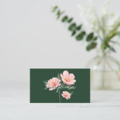 大人かわいいピンクの花柄ボタニカルデザイン 名刺 (スタンド正面)