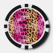 大人かわいいピンククリームヒョウ柄 ポーカーチップ (正面)
