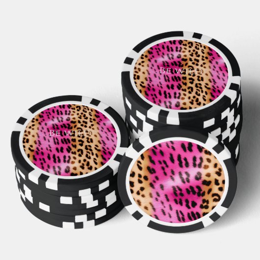大人かわいいピンククリームヒョウ柄 ポーカーチップ (積み重ね)