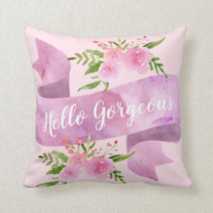 大人かわいいフラワーブラッシュピンクの「Hello Gorgeous」 クッション