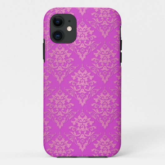 大人かわいいホットピンクのダマスク模様 Case-Mate iPhoneケース (裏面)