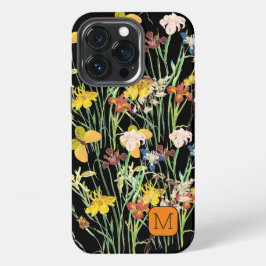 大人かわいい野の花　レディなブラック柄 iPhone 13 PROケース