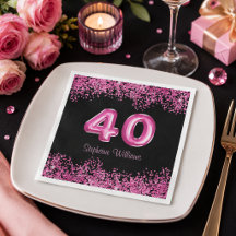 大人かわいい黒とピンクのラメ 40歳の誕生日パーティー