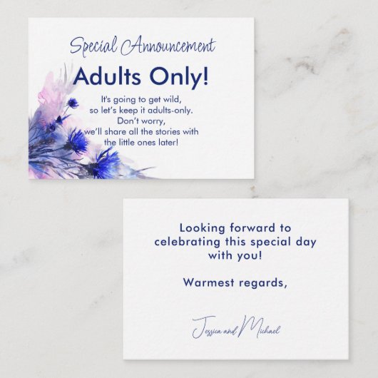 大人だけの結婚コーンフラワーの夢想 エンクロージャーカード (正面/裏面)