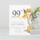 大人っぽいお花のシンプルなイエロー 誕生日99歳のお祝いに 招待状 (スタンド正面)