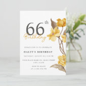 大人っぽいお花のシンプルなデザインの66歳の誕生日お祝い 招待状 (スタンド正面)