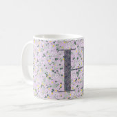 大人っぽいお花のモノグラム H lilac w/フレーズ コーヒーマグカップ (正面左)
