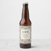 大人っぽいくちなしのモダンな結婚式 ビールラベル (正面)