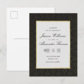 大人っぽいゴールドとブラックの結婚式セーブ・ザ・デート 案内ポストカード (正面/裏面)