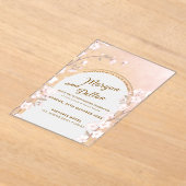 大人っぽいソフトピンクの桜のウエディング アクリル招待状 (レイダウン)
