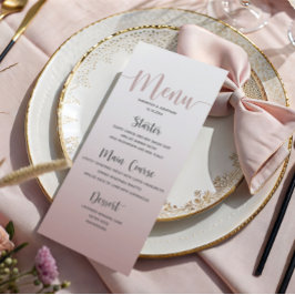大人っぽいダスティピンクのシンプルな結婚式ディナーメニュー メニュー