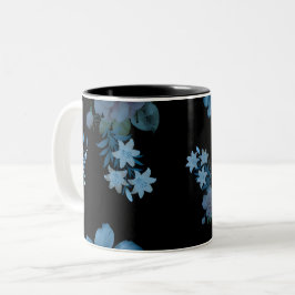 大人っぽいダークティール花柄 コーヒーマグ ツートーンマグカップ