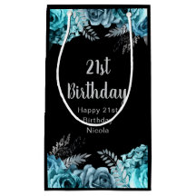 大人っぽいティールブルーとシルバーの花の誕生日パーティー