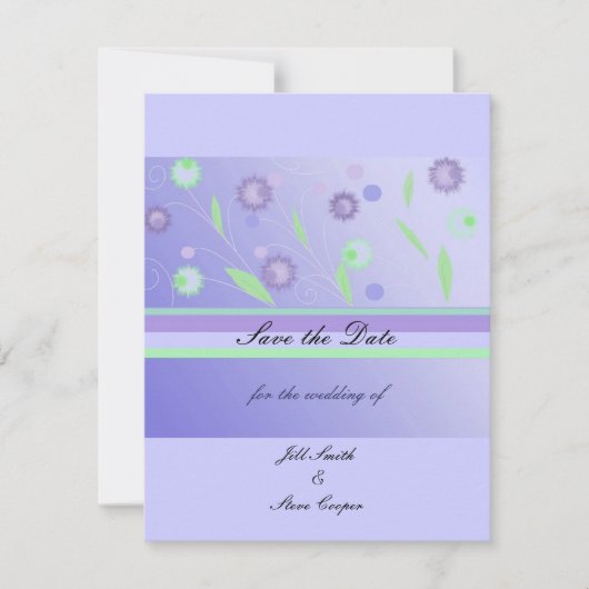 大人っぽいパープルの花のSave the Date セーブザデート (正面)