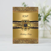 大人っぽいヒョウ柄 ゴールド ブラック RSVP 返信 (スタンド正面)