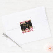 大人っぽいピンクとゴールドの花の誕生日パーティー スクエアシール (封筒)