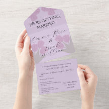 大人っぽいピンクのチューリップの結婚式オールインワン招待状