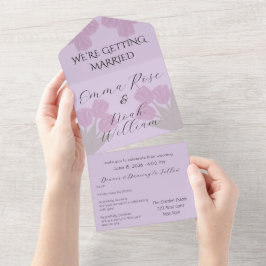 大人っぽいピンクのチューリップの結婚式オールインワン招待状 オールインワン招待状