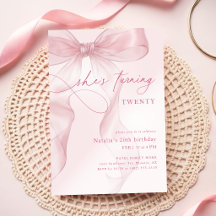大人っぽいピンクの水彩20歳の誕生日パーティー