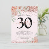 大人っぽいピンクの花とラメの30歳の誕生日パーティー 招待状 (スタンド正面)