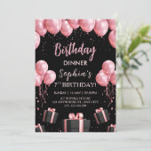 大人っぽいピンクの誕生日ディナー 招待状 (スタンド正面)