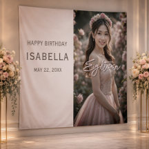 大人っぽいピンクの18歳の誕生日フォトバック