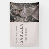 大人っぽいピンクの18歳の誕生日横型フォトバナー 横断幕 (縦)