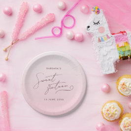 大人っぽいピンクグラデーションのスクリプト スイートシックスティーン ペーパープレート