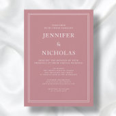 大人っぽいフォーマルなくすみピンクのバーチャル結婚式 招待状