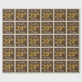大人っぽいブラウンの20歳の誕生日＋名前 ラッピングペーパー