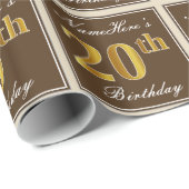 大人っぽいブラウンの20歳の誕生日+名前 ラッピングペーパー (ロールコーナー)