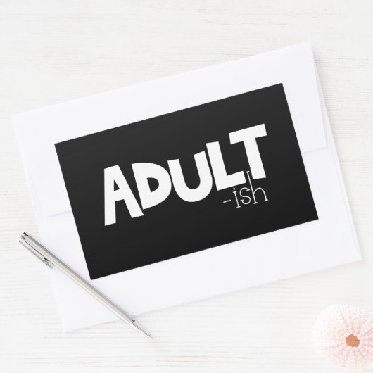 大人っぽいブラック&ホワイトおもしろい引用文ことわざ 長方形シール (封筒)