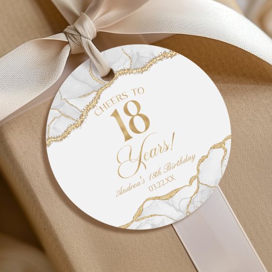 大人っぽいホワイトゴールド+アゲートの18歳の誕生日パーティー フェイバータグ