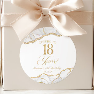 大人っぽいホワイトゴールド+アゲートの18歳の誕生日パーティー ラウンドシール