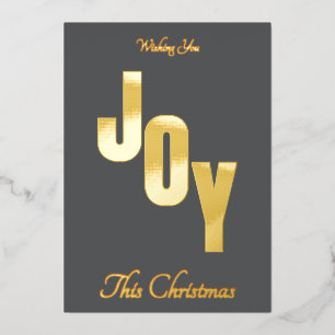 大人っぽいミニマル ゴールド箔 ダークグレー JOY クリスマス 箔シーズンカード