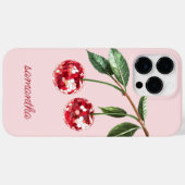 大人っぽいレッドチェリーの名前入りスクリプトフォント ピンク Case-Mate iPhoneケース (裏面 (横))