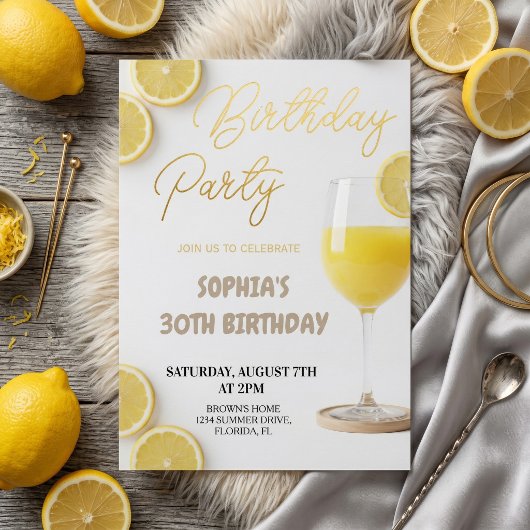 大人っぽいレモンの誕生日 招待状
