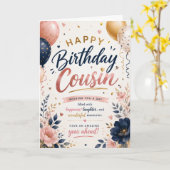 大人っぽい従兄弟への誕生日お祝い カード (黄色い花)
