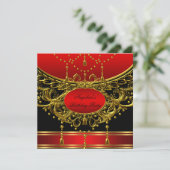 大人っぽい格式高いレッドゴールドの誕生日パーティー 招待状 (スタンド正面)