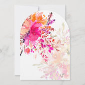大人っぽい水彩画風のオレンジ色とピンクの花のアーチ ウェディング 招待状 (裏面)