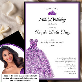 大人っぽい紫のドレス 18歳の誕生日デビュー 招待状