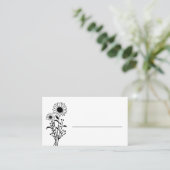 大人っぽい花のモダンな黒白の結婚式 プレイスカード (スタンド正面)